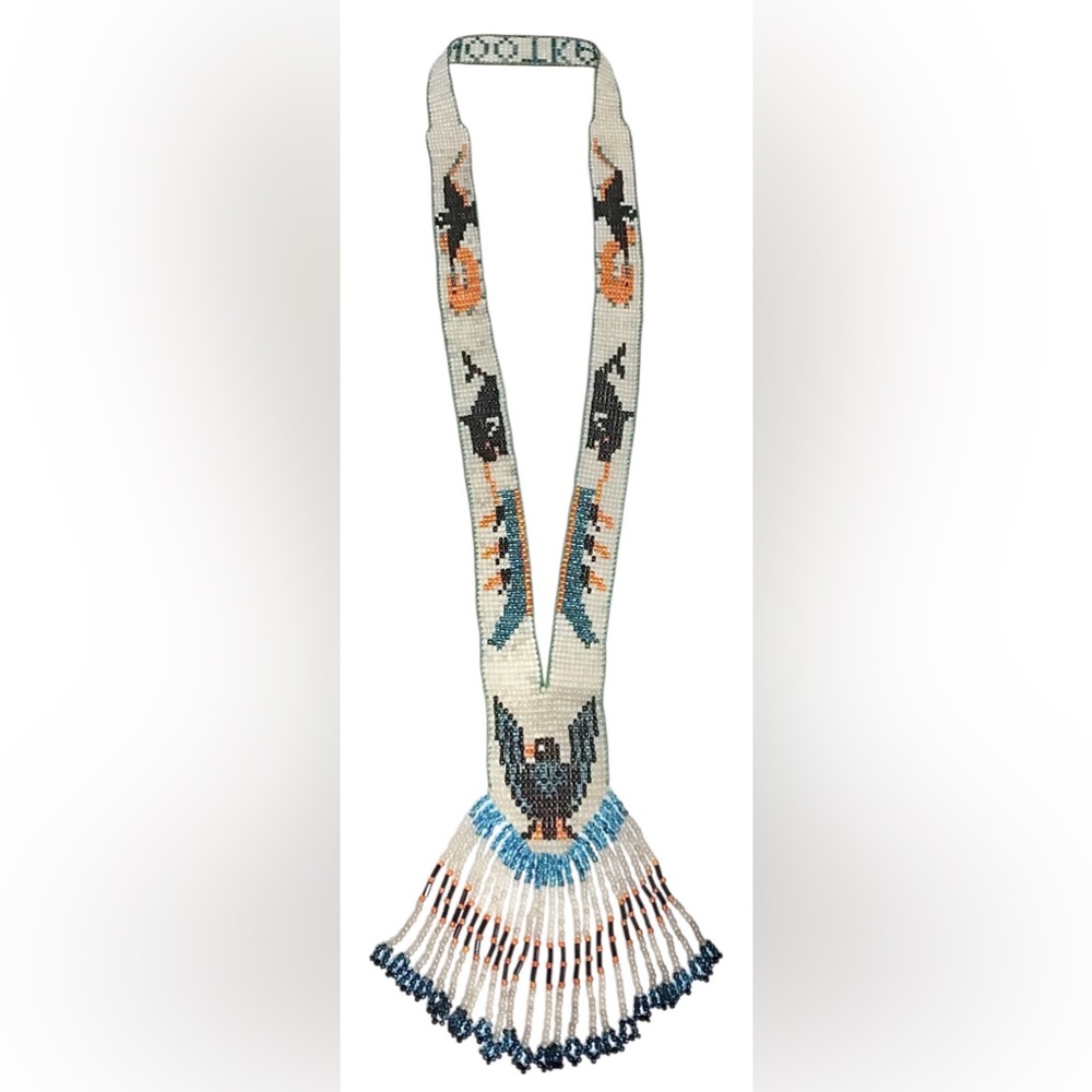 Vintage NOOTKA First Nations Indigenous Glass Beaded Sash Necklace